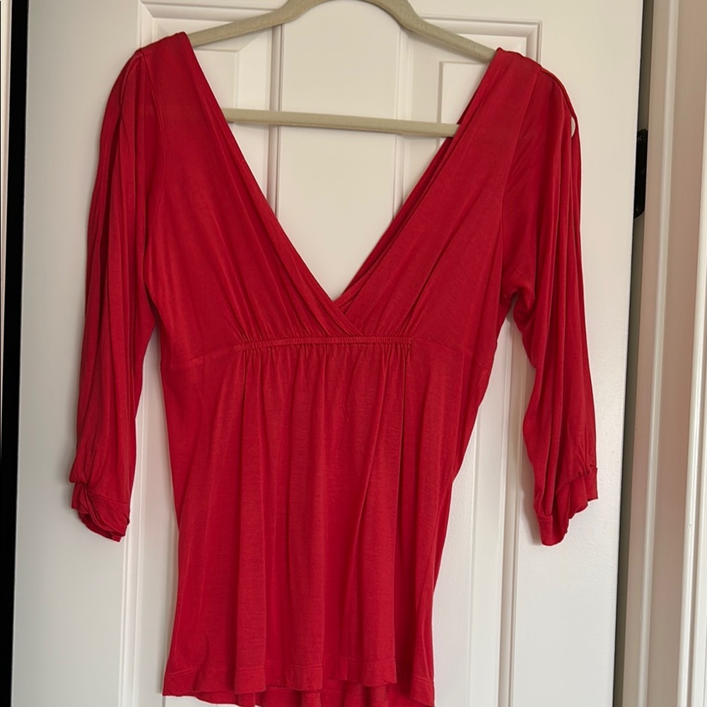 Elegant Red V-Neck Women's Top